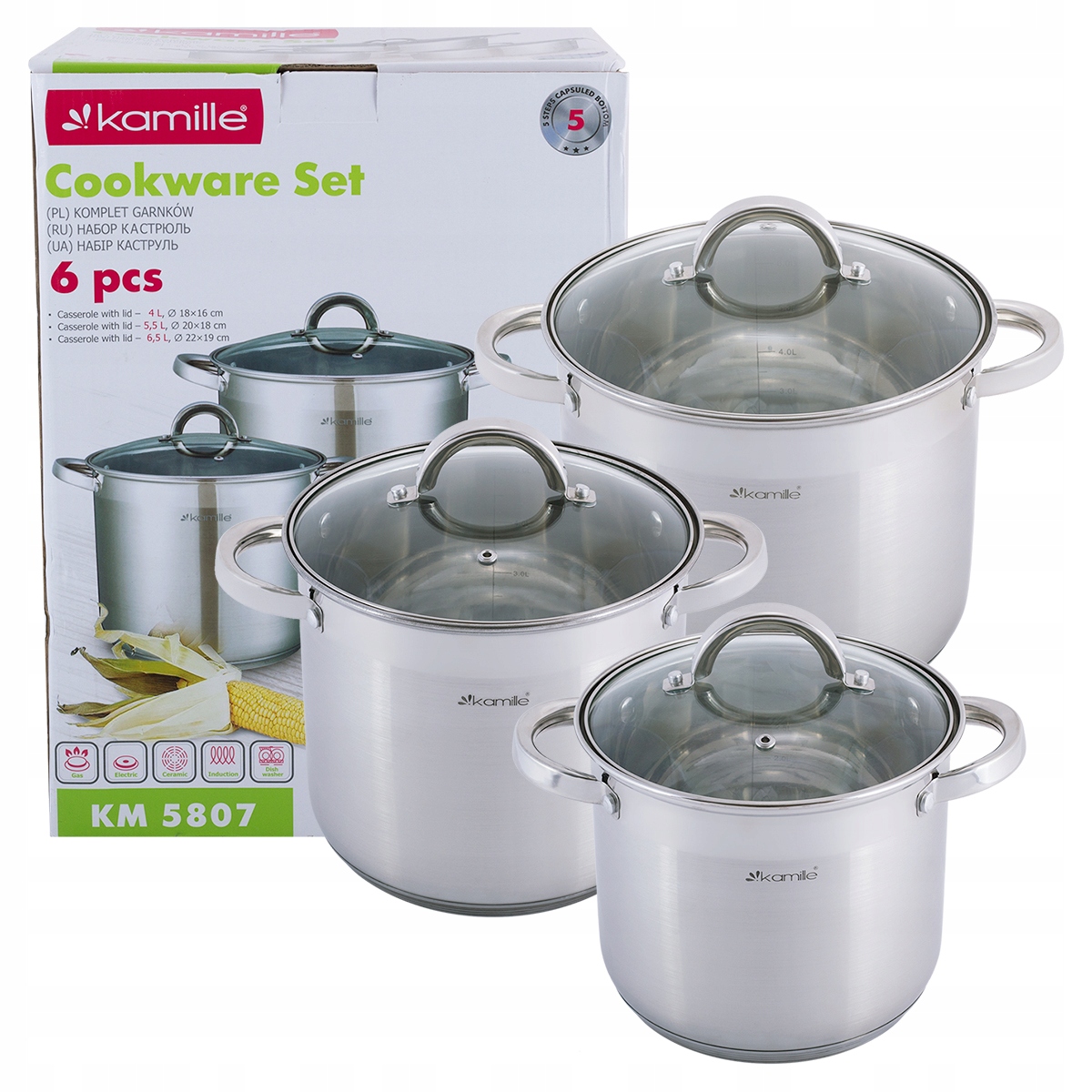 ZESTAW GARNKÓW 6 el. INOX - Idealny dla każdej kuchni