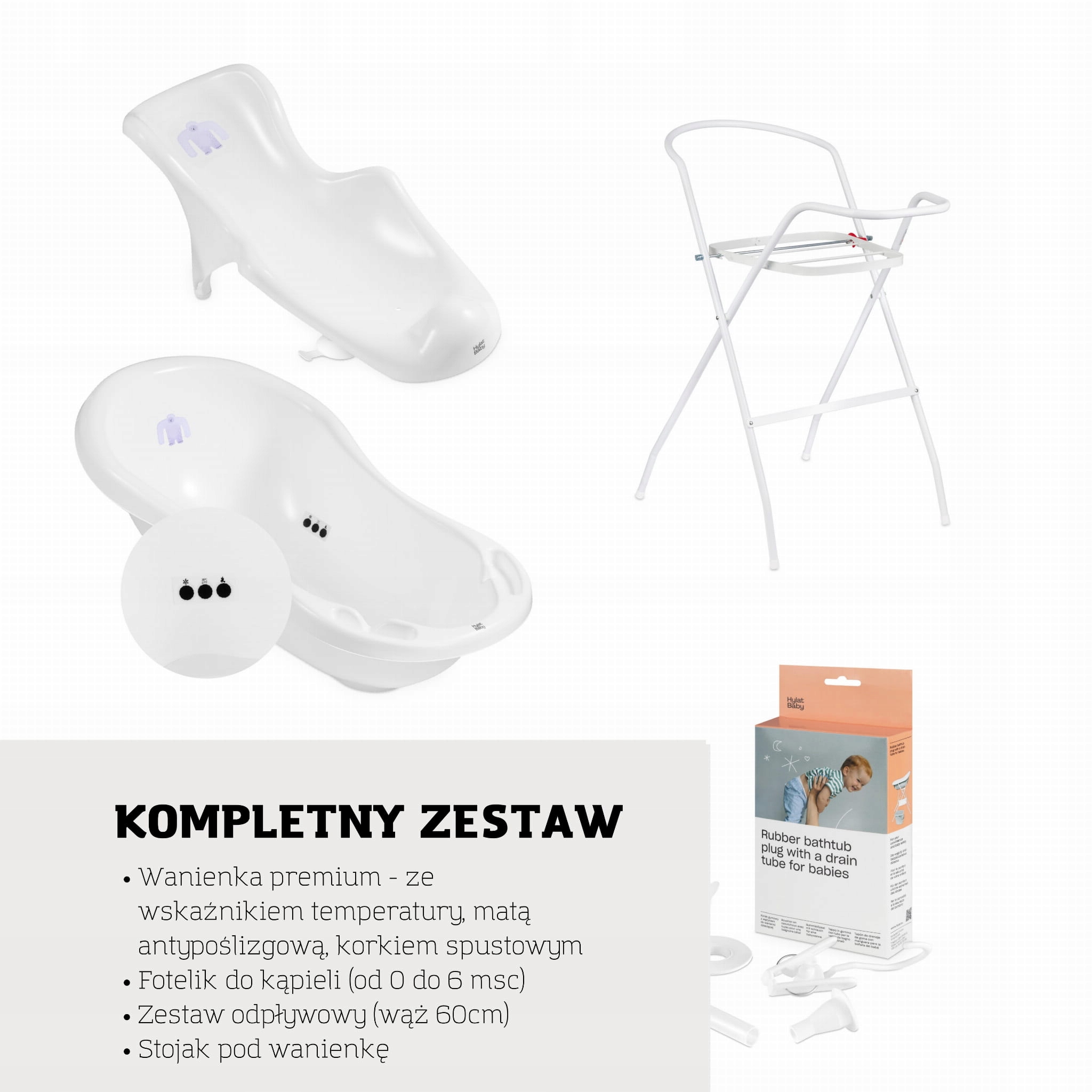 ZESTAW KĄPIELOWY WANIENKA 84CM BIAŁA 4 ELEMENTY EAN (GTIN) 5902560184051