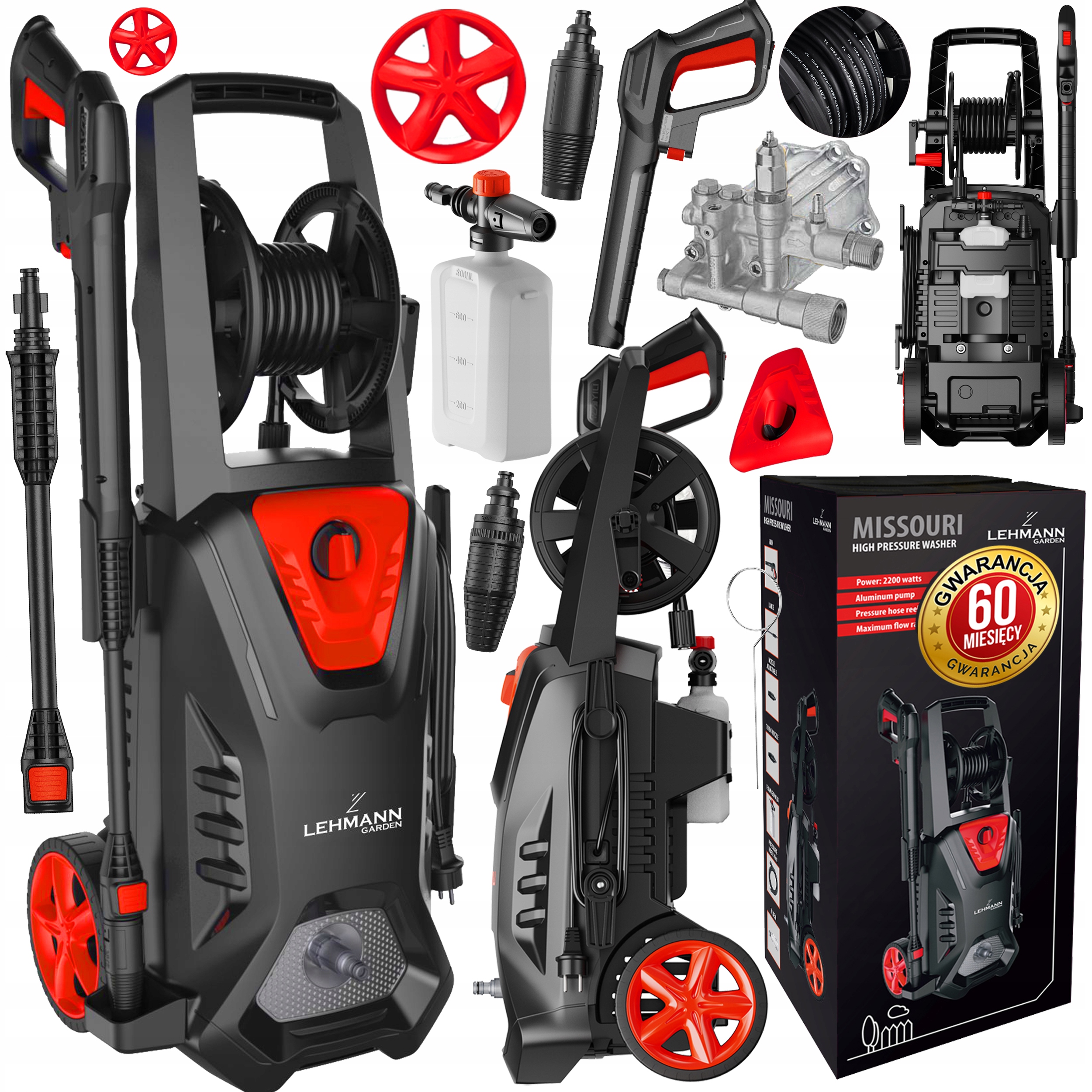 Myjka Ciśnieniowa Lehmann Ze Zwijaczem Moc 290 Bar Bogaty Zestaw Aluminiowa