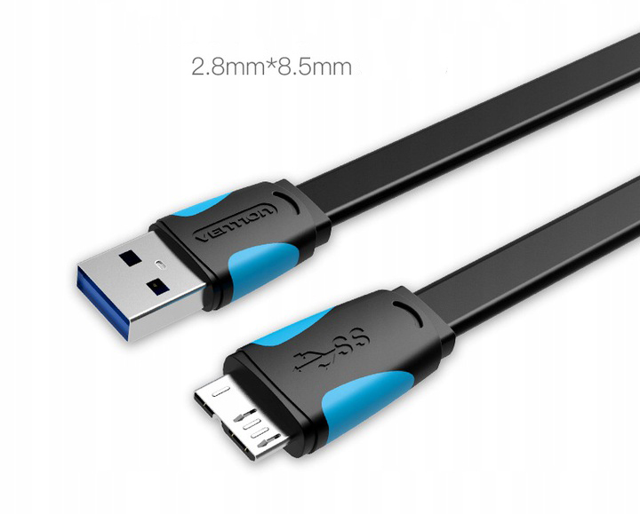 VENTION USB 3.0 Micro-B 10 Pin - USB Płaski 1,5m Kolor czarny