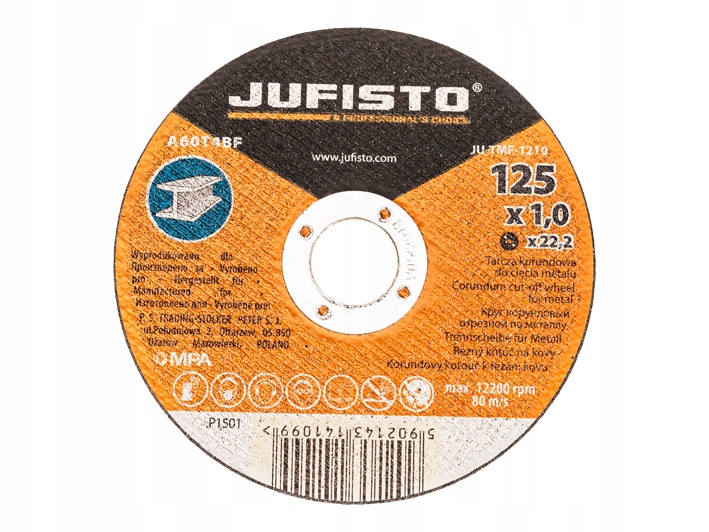 

Tarcza do cięcia stali 125x1,0x22,2mm Jufisto