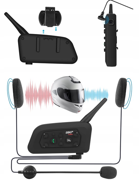 EJEAS V6 PRO INTERKOM MOTOCYKLOWY 1 kask BLUETOOTH Limit sparowania do 6 interkomów