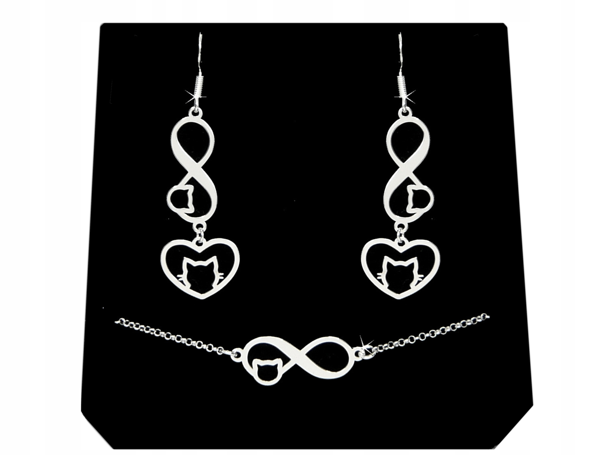 

Srebrny Komplet Biżuterii Kot Kotek srebro 925