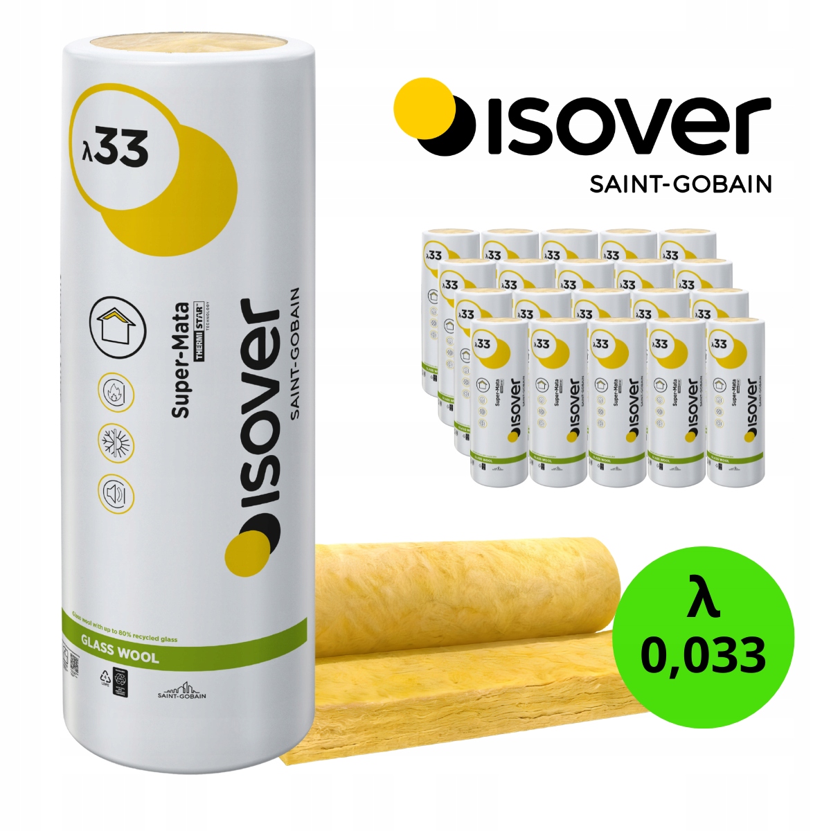 Wełna mineralna Isover Mata 0,033 18cm Pakiet 62,40 m2
