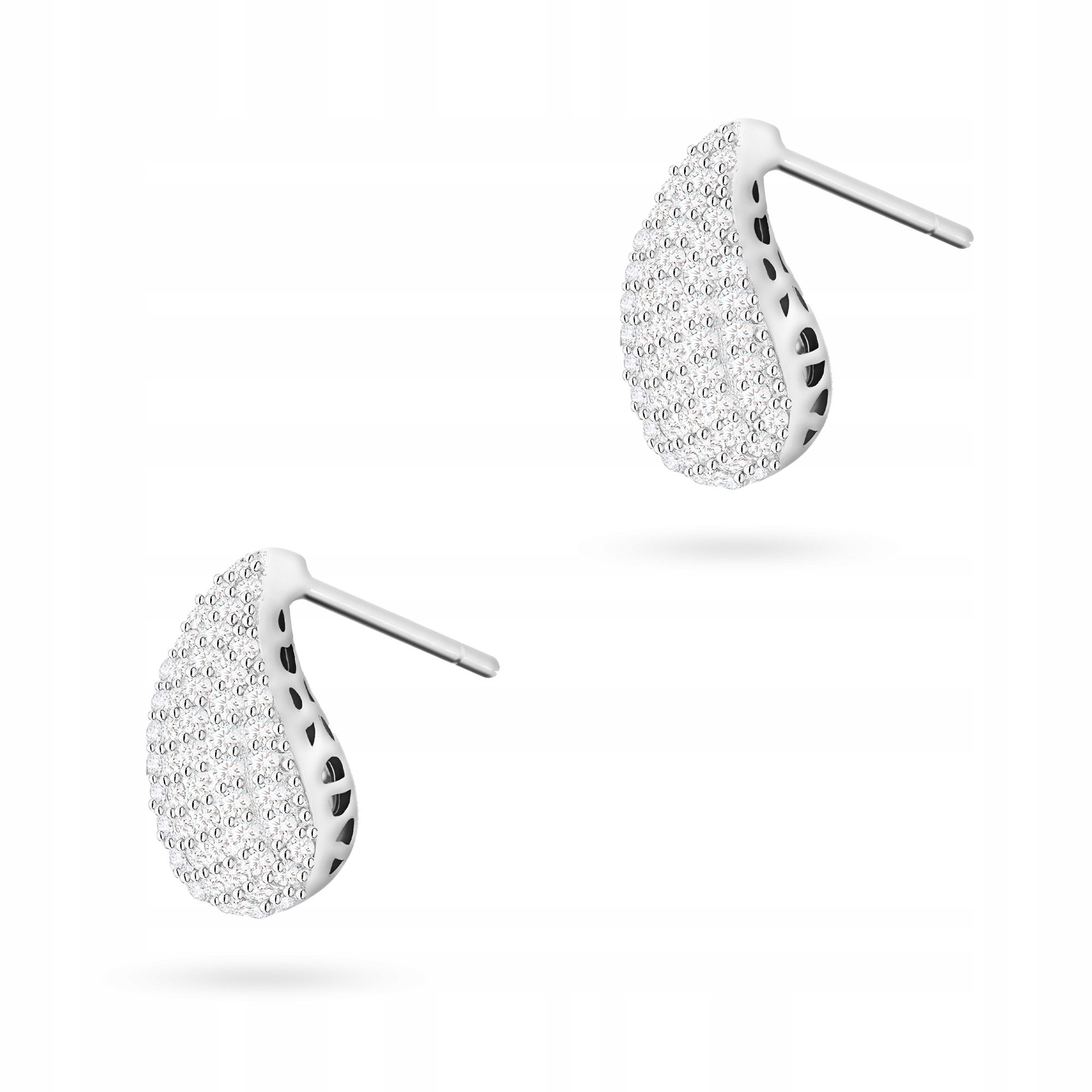 Stříbrné Náušnice Dámské ryzost 925 Lžičky Kapičky se Zirkony na tyči