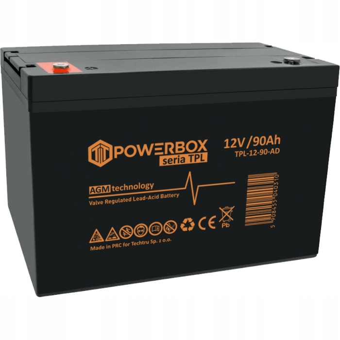 Akumulator Agm Vrla do Zasilacza Ups 12V 90Ah Uniwersalny Gwint M6 12 Lat