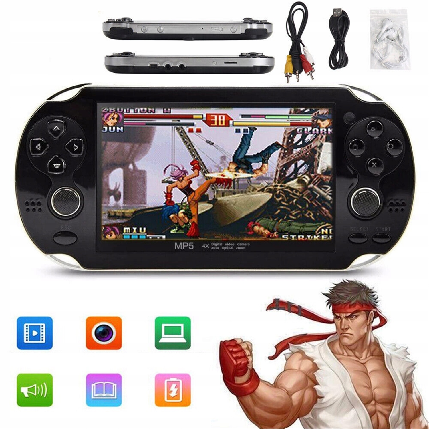 Retro 4,3-CALOWA Przenośna Konsola Do Gier Wideo, 10000 Klasycznych Gier