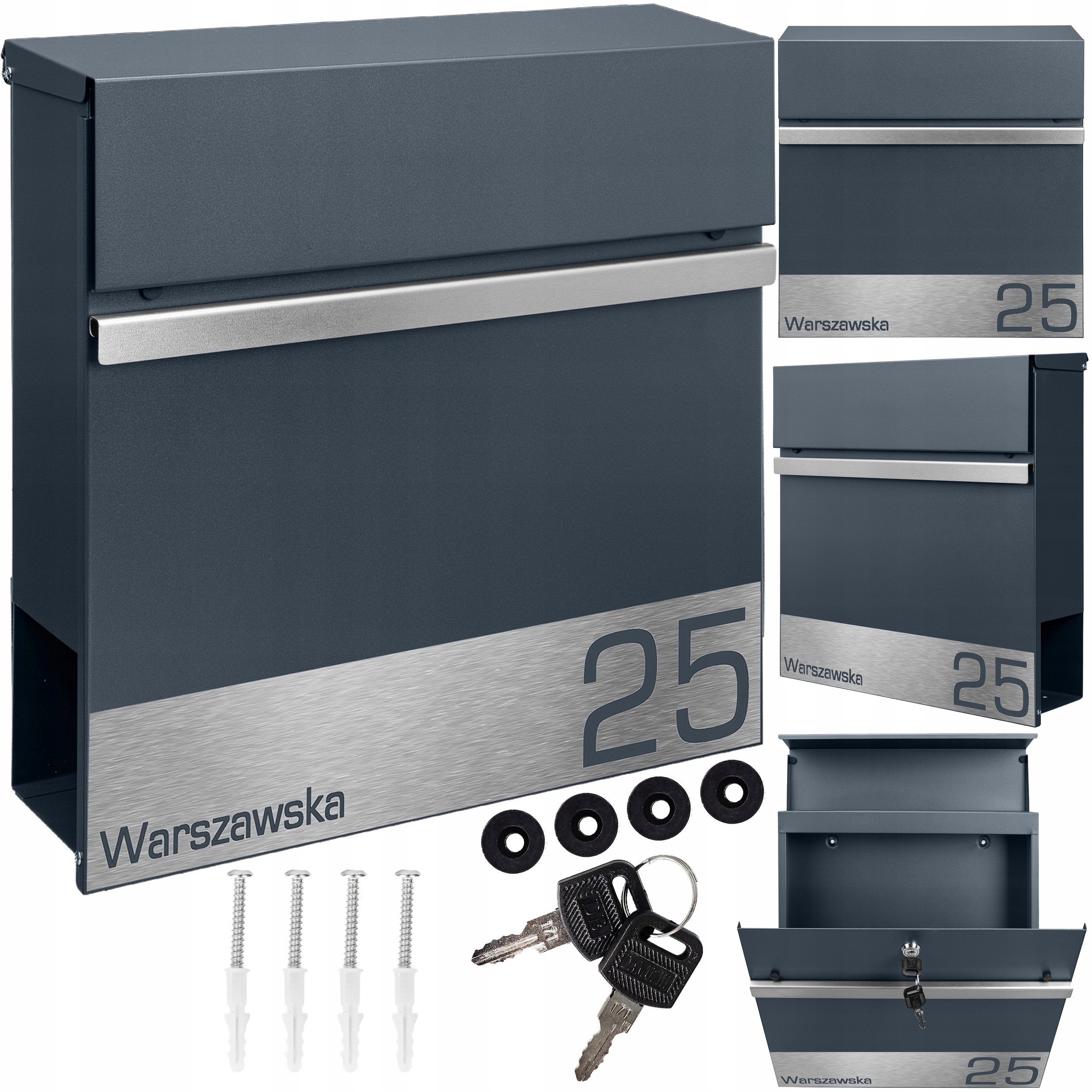 Poštovní Schránka Na Novinové Dopisy Antracit Mtec Nápis Adresa Ulice Číslo