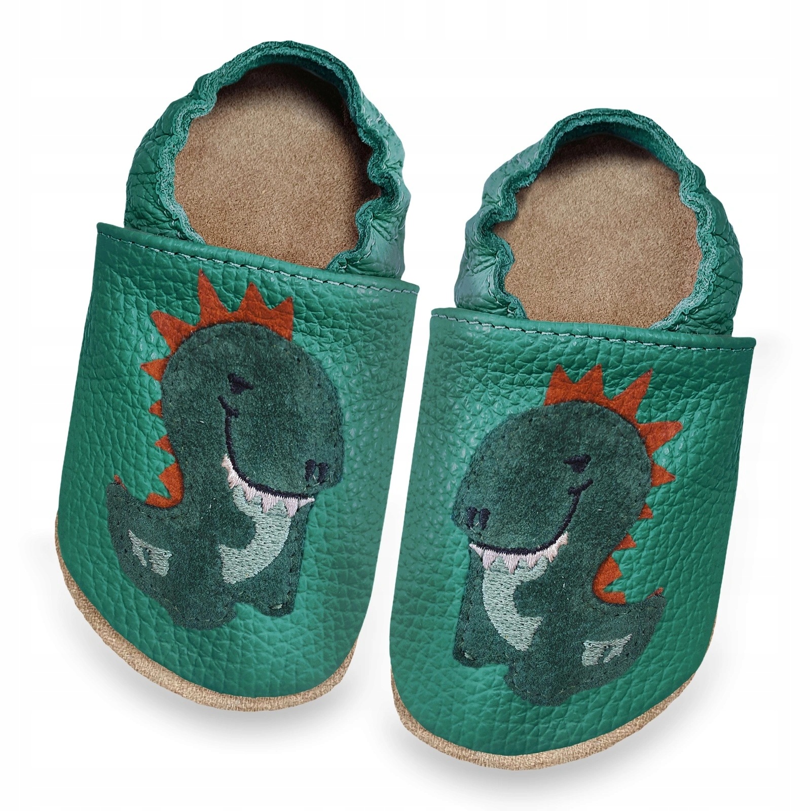 Kapcie barefoot skórzane lekkie dziecięce Funky Monkey Soft Dinozaur 18-19