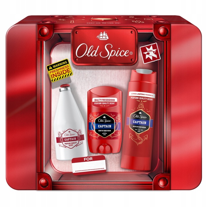 2x Old Spice Captain Zestaw Metal Box Woda A/s 100ml+ Sztyft 50ml+ Żel 250