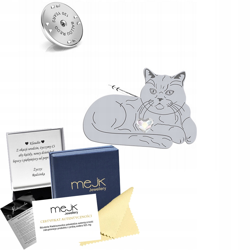 Odznak s Britskou krátkosrstou kočkou 925 Žena Dárek Dedikace