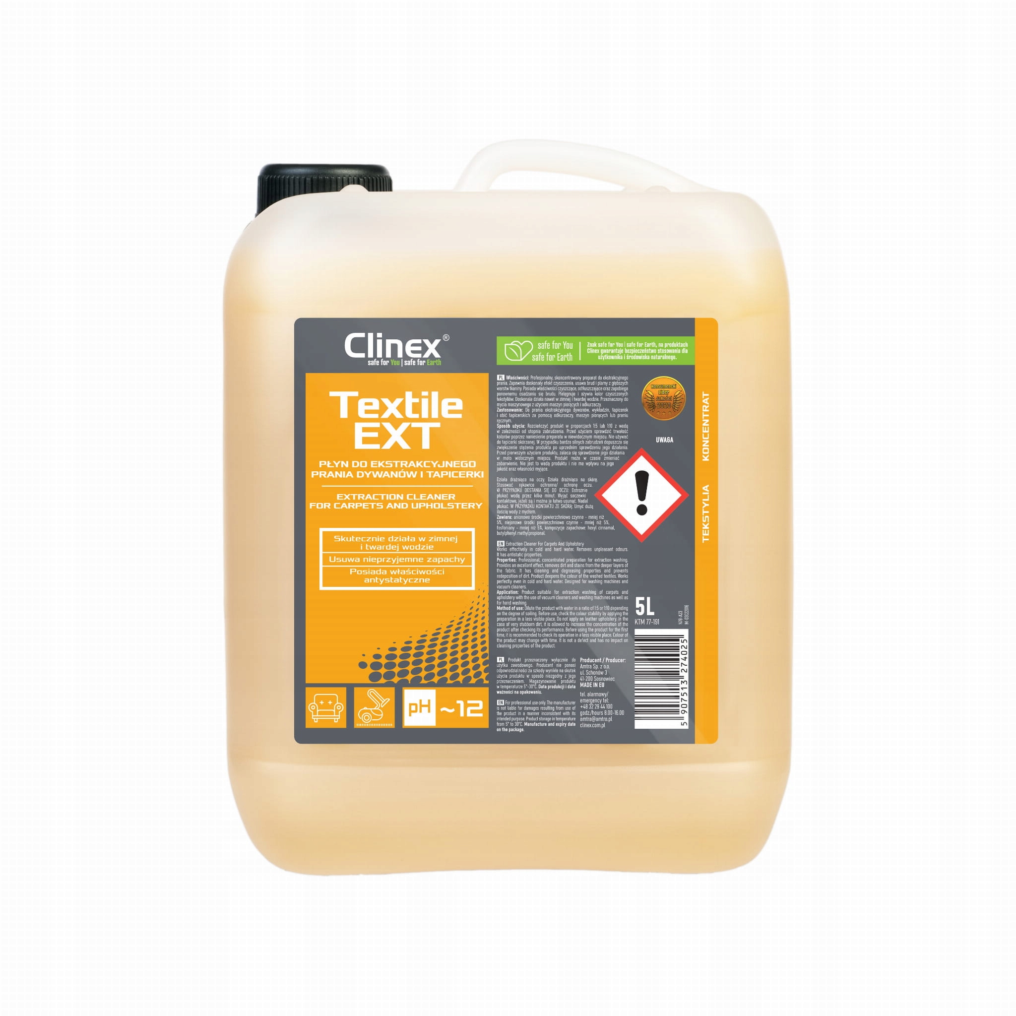 

Clinex Textile Ext 5L Płyn do odkurzacz piorącego
