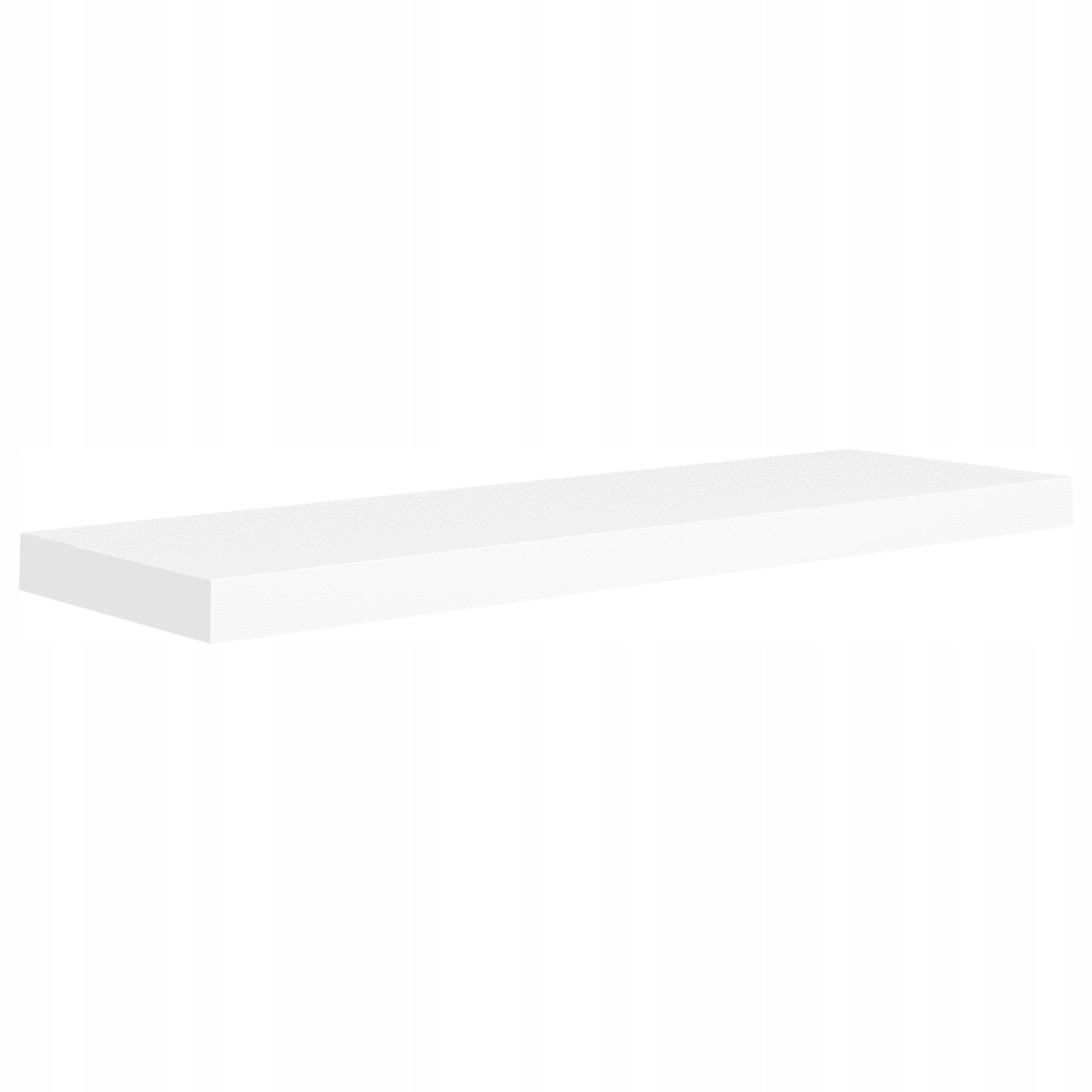 Stylová nástěnná police z Mdf a kovu, bílá, 80x23,5x3,8 cm