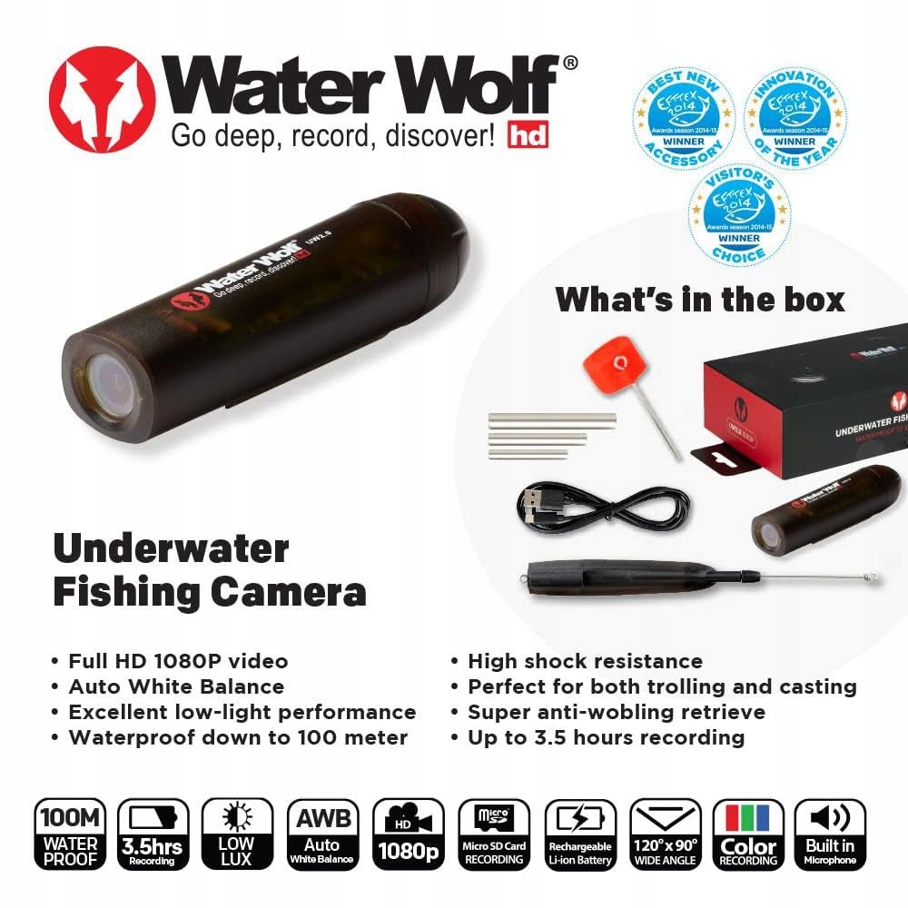 WATERWOLF 2.0 Kamera Podwodna WiFi Do Wędkowania 1080p HD 120° 100m — miniatura 7
