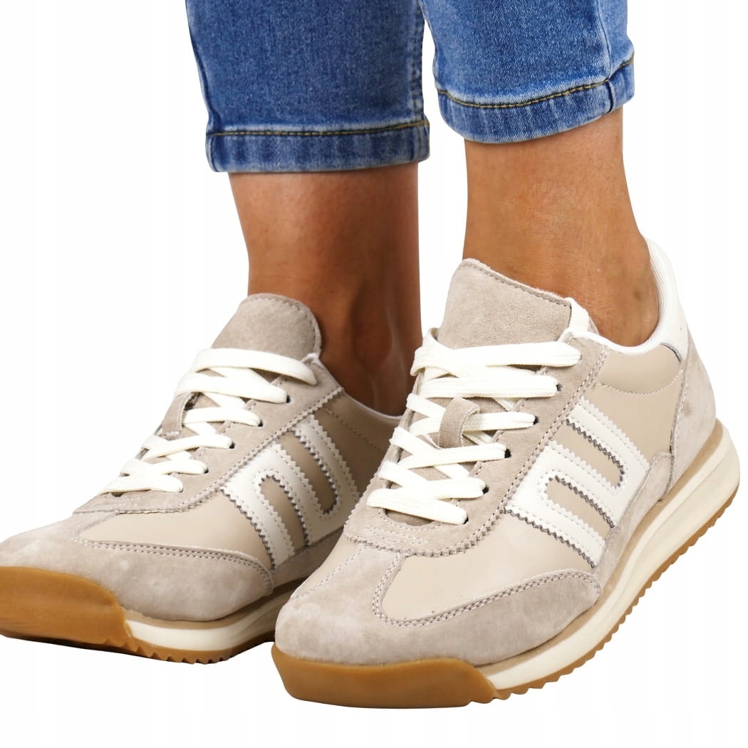 Tenisky Nízké Béžovo-bílé Polobotky Sportovní Styl Módní Barva