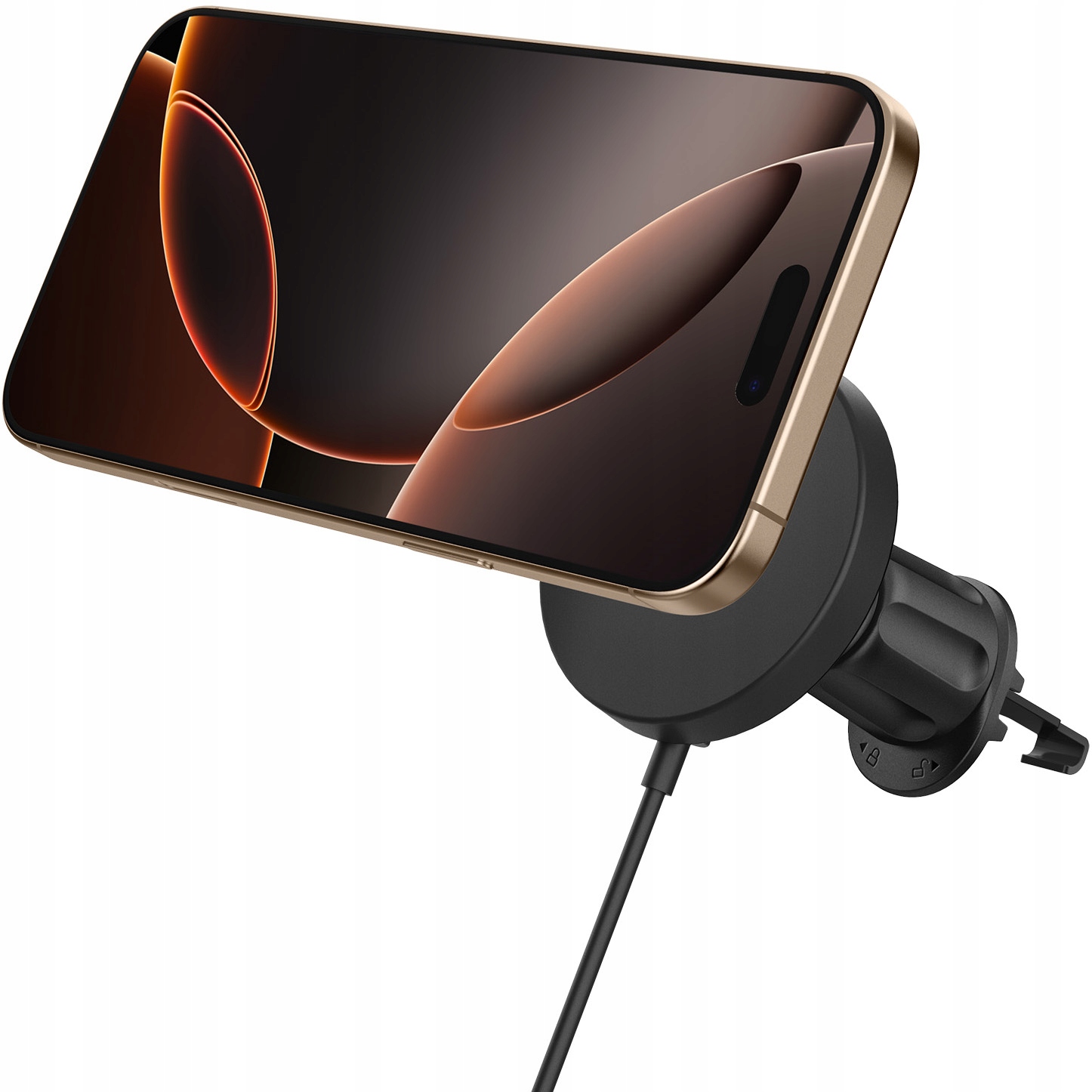 Uchwyt samochodowy do MagSafe, Spigen z ładowarką Qi2, do kratki nawiewu