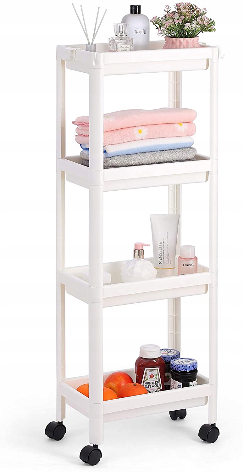 MOBILNA SZAFKA ŁAZIENKOWA 4 PÓŁKI REGAŁ NA KÓŁKACH EAN (GTIN) 5903726628495