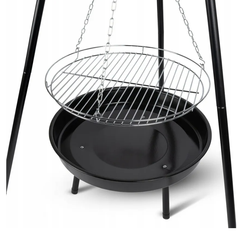 GRILL OGRODOWY WISZĄCY PALENISKO TRÓJNÓG DUŻY 50CM RUSZT OGNISKO WĘGLOWY Materiał stal