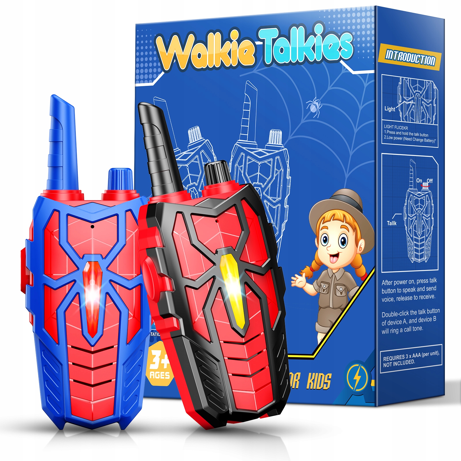 ATOPDREAM Pająk Zestaw walkie-talkie dla dzieci 2SZT Różowy