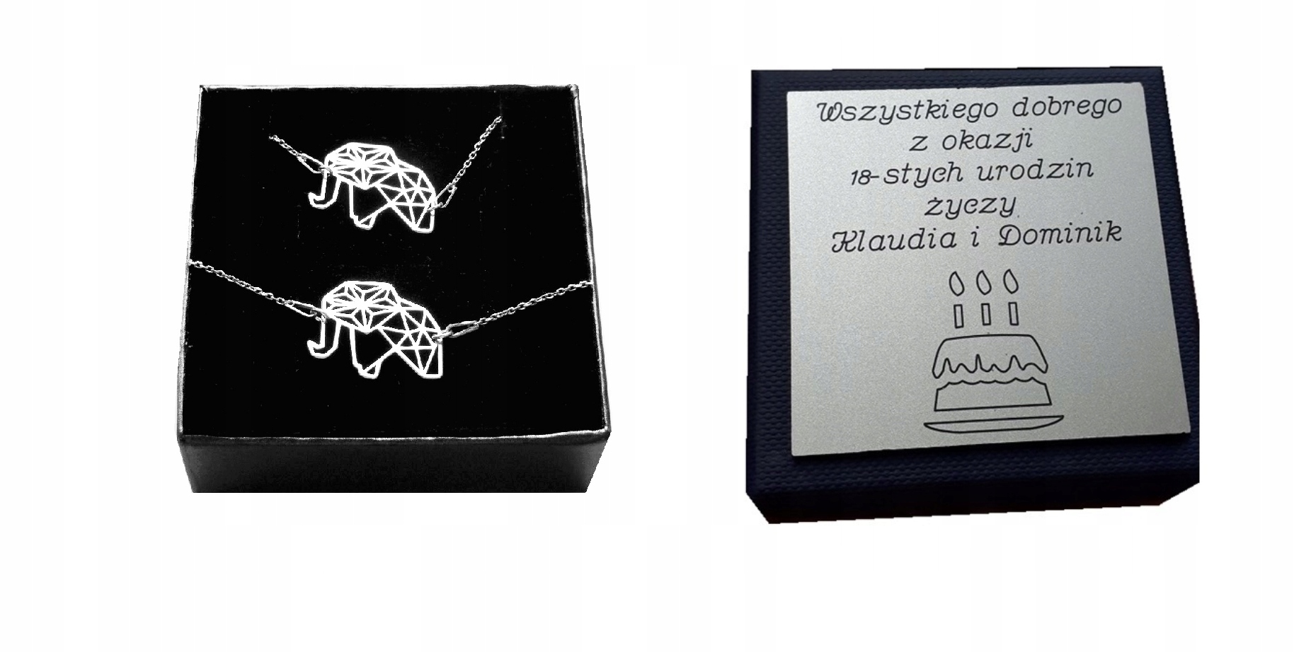 

Komplet słoń Origami srebro 925 Grawer