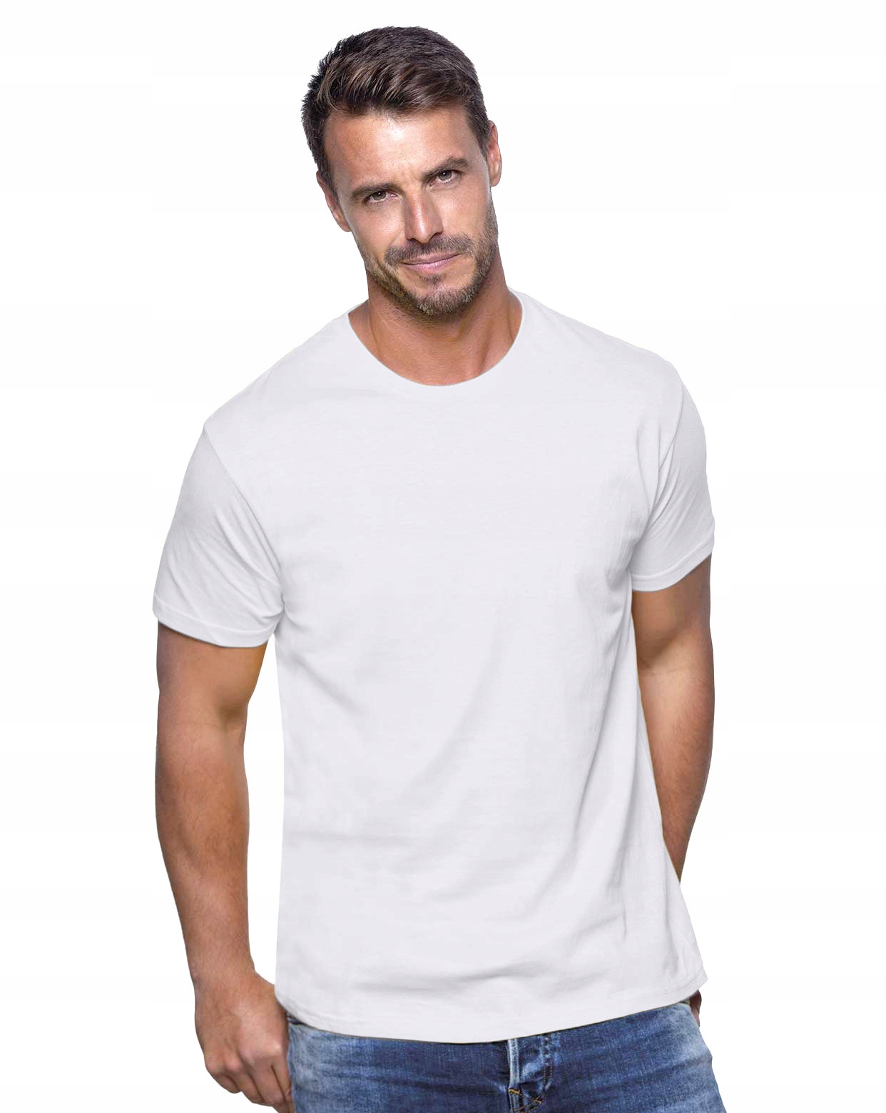 

Koszulka męska t-shirt 100% bawełna Jhk Biała