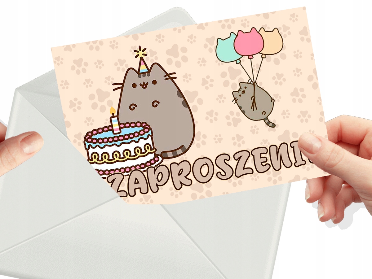 ZAPROSZENIE URODZINOWE KOTEK KOTKI PUSZIN + KOPERTA GRATIS 1szt
