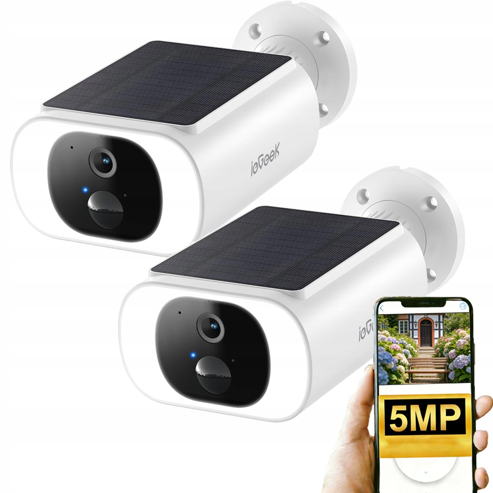 2 Kusy 2K Solární Wifi Kamera 5MPX Inteligentní Bezdrátová Baterie