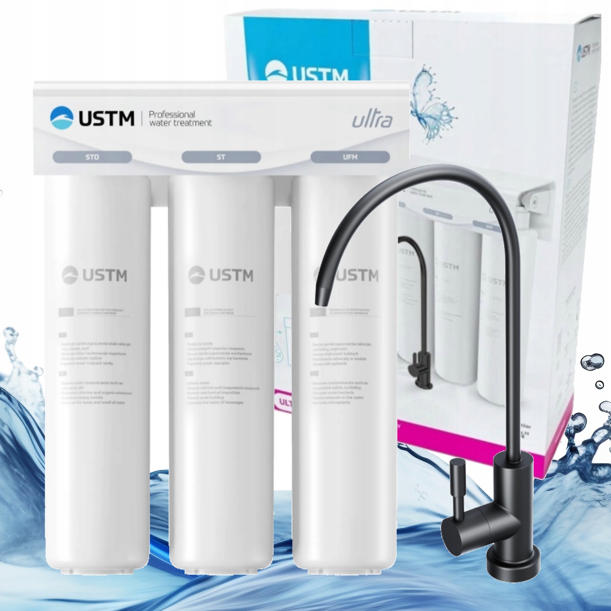 Ultrafiltrační vodní filtr do kuchyně Ustm Ultra černá výlevka