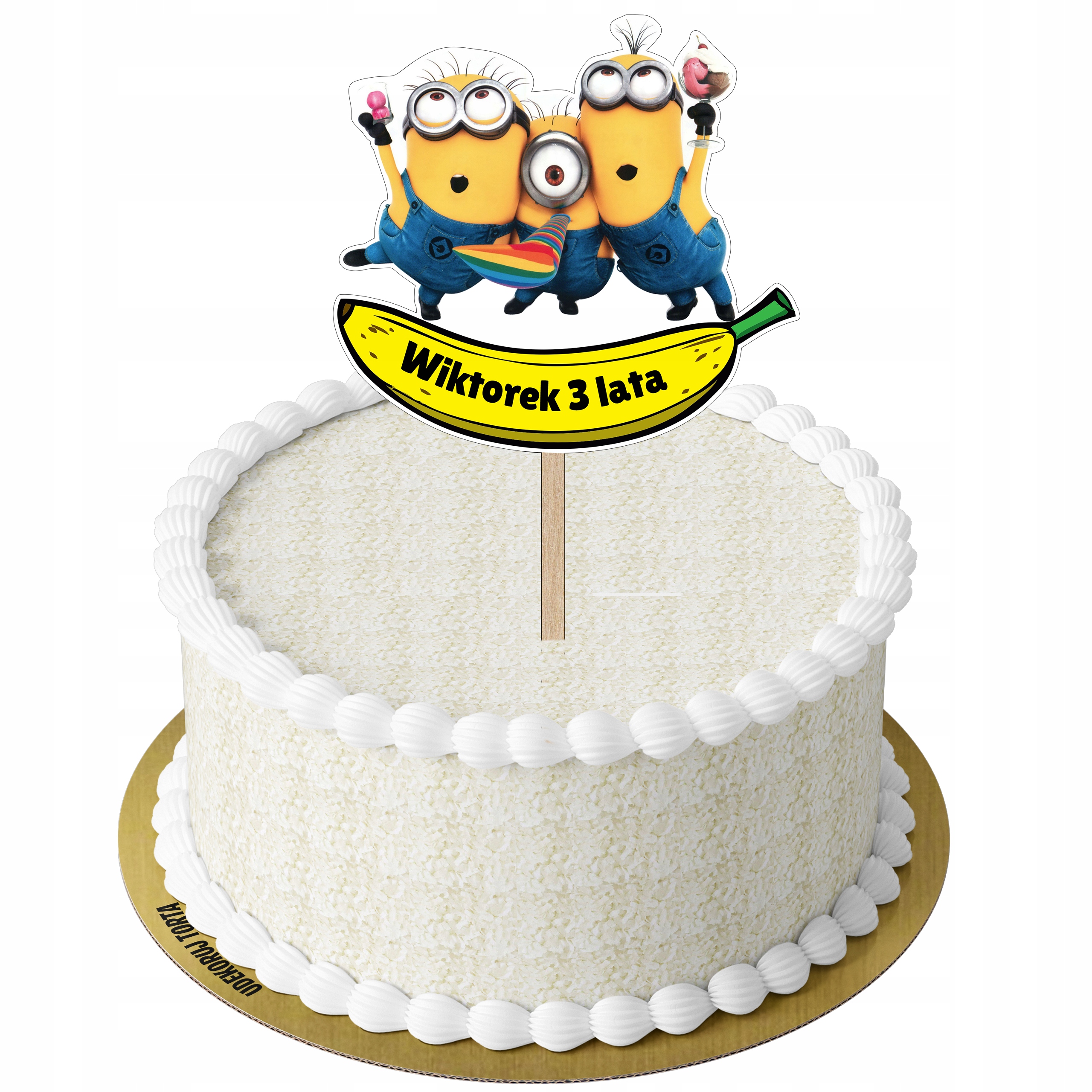 

Topper kolorowy urodzinowy minionki +imię