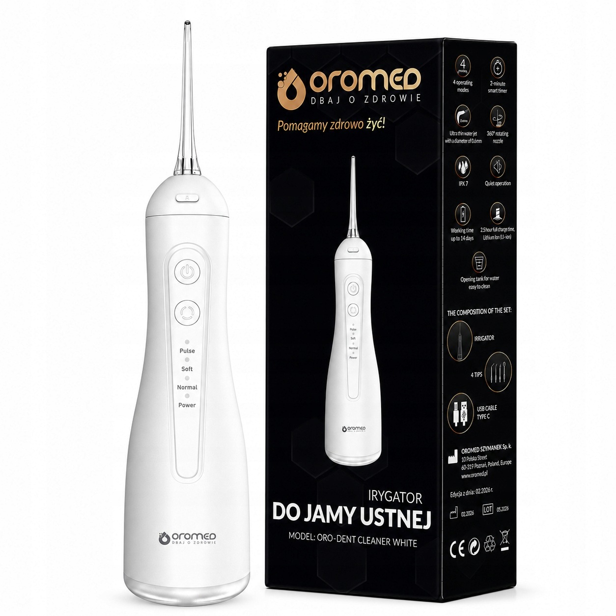 Irygator Do Zębów Bezprzewodowy Dentystyczny 4 Tryby Oromed Dent Cleaner