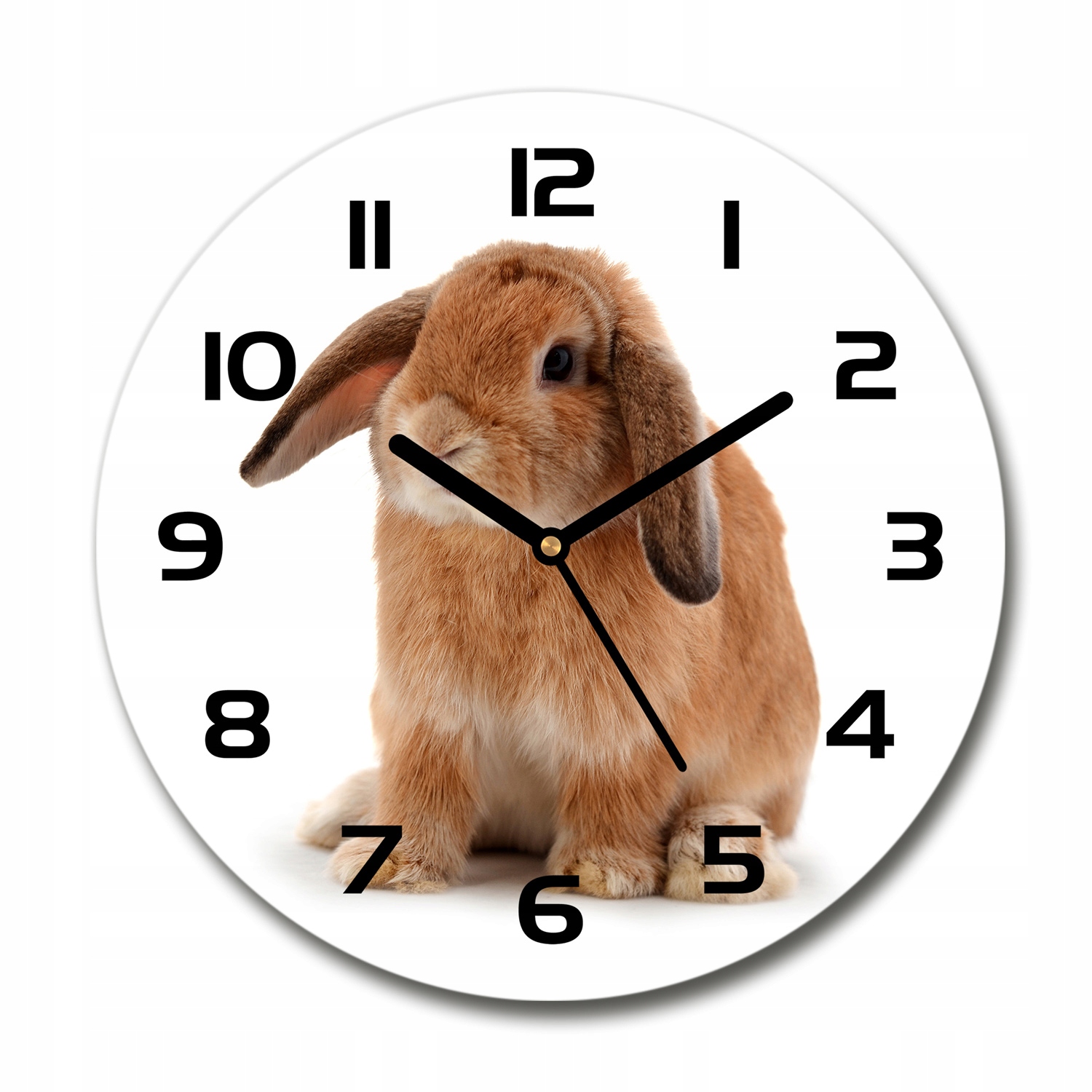 

Nowoczesny wiszący zegar szklany Rudy królik fi 30