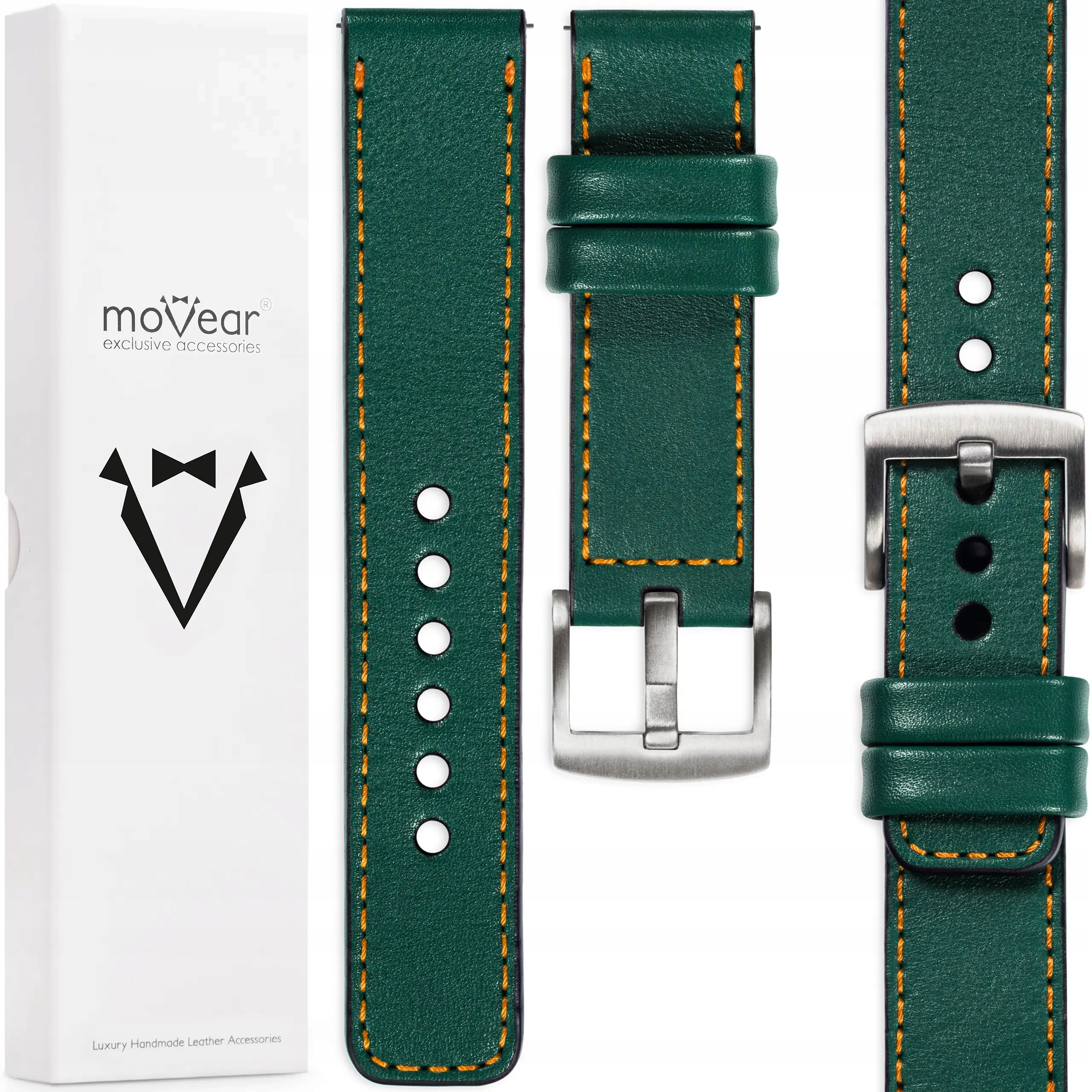 Kožený opasek 26 mm pro prémiové elegantní hodinky Movear, lahvový