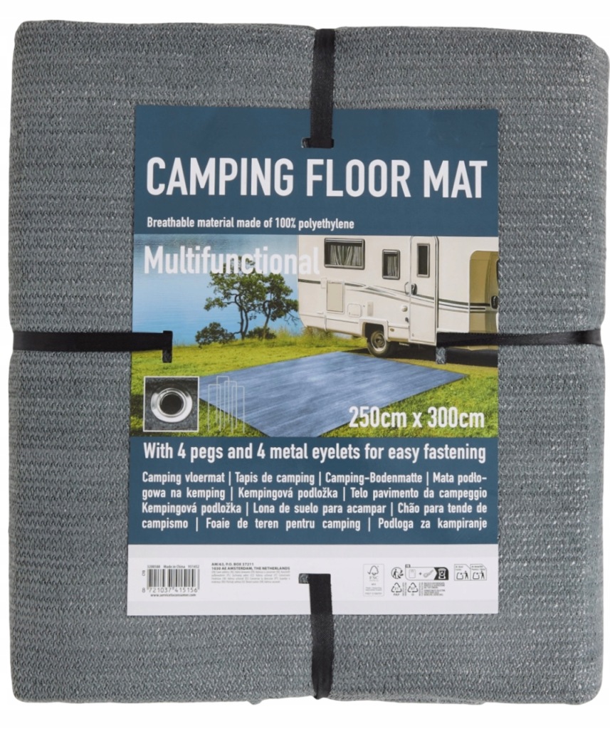 Wykładzina do namiotu 250x300 cm dywan campingowy szary Pe