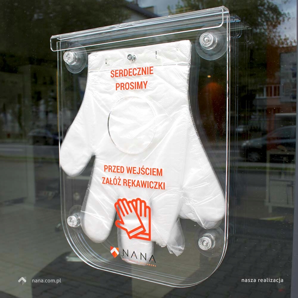 Uchwyt Dyspenser rękawiczki z Twoim logo napisem Marka Nana