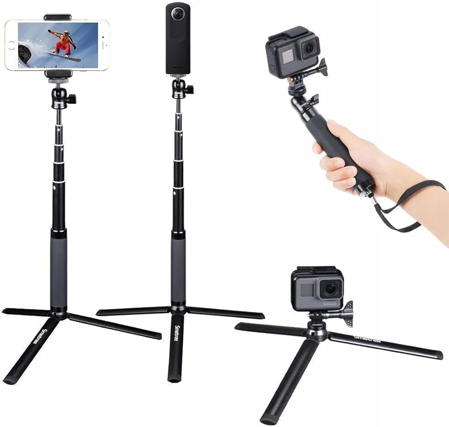 Kij teleskopowy do selfie ze statywem kompatybilny z Insta360 X5, GoPro