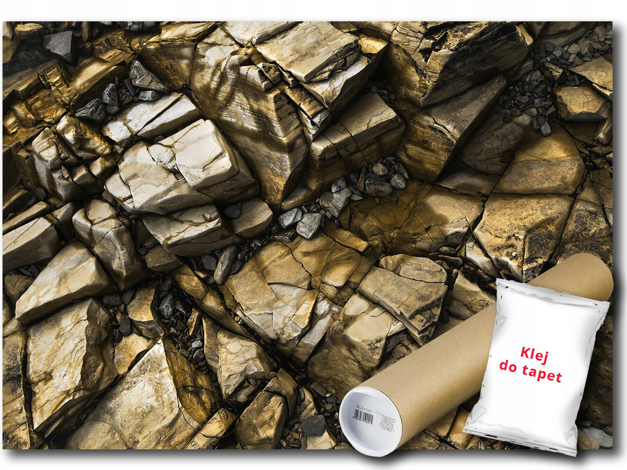 Vinylová Fototapeta Imitace Struktura Zlatý Kámen Skála Stěna 254x184
