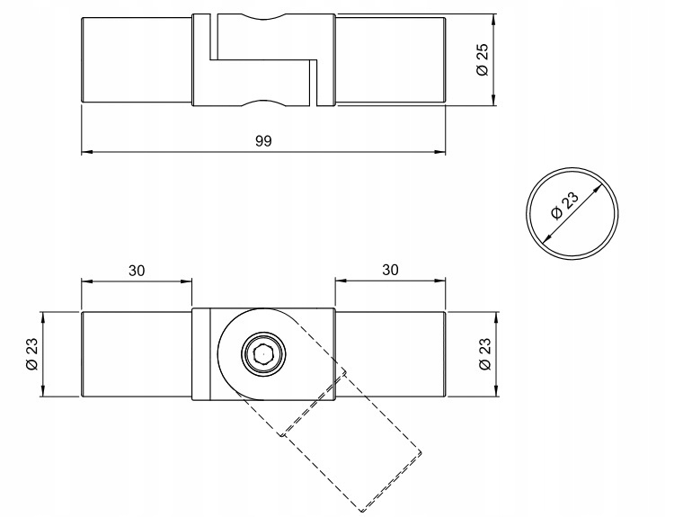 ZŁĄCZE ZAWIASOWE DO RURY FI 25MM CHROM EAN (GTIN) 0671339705470
