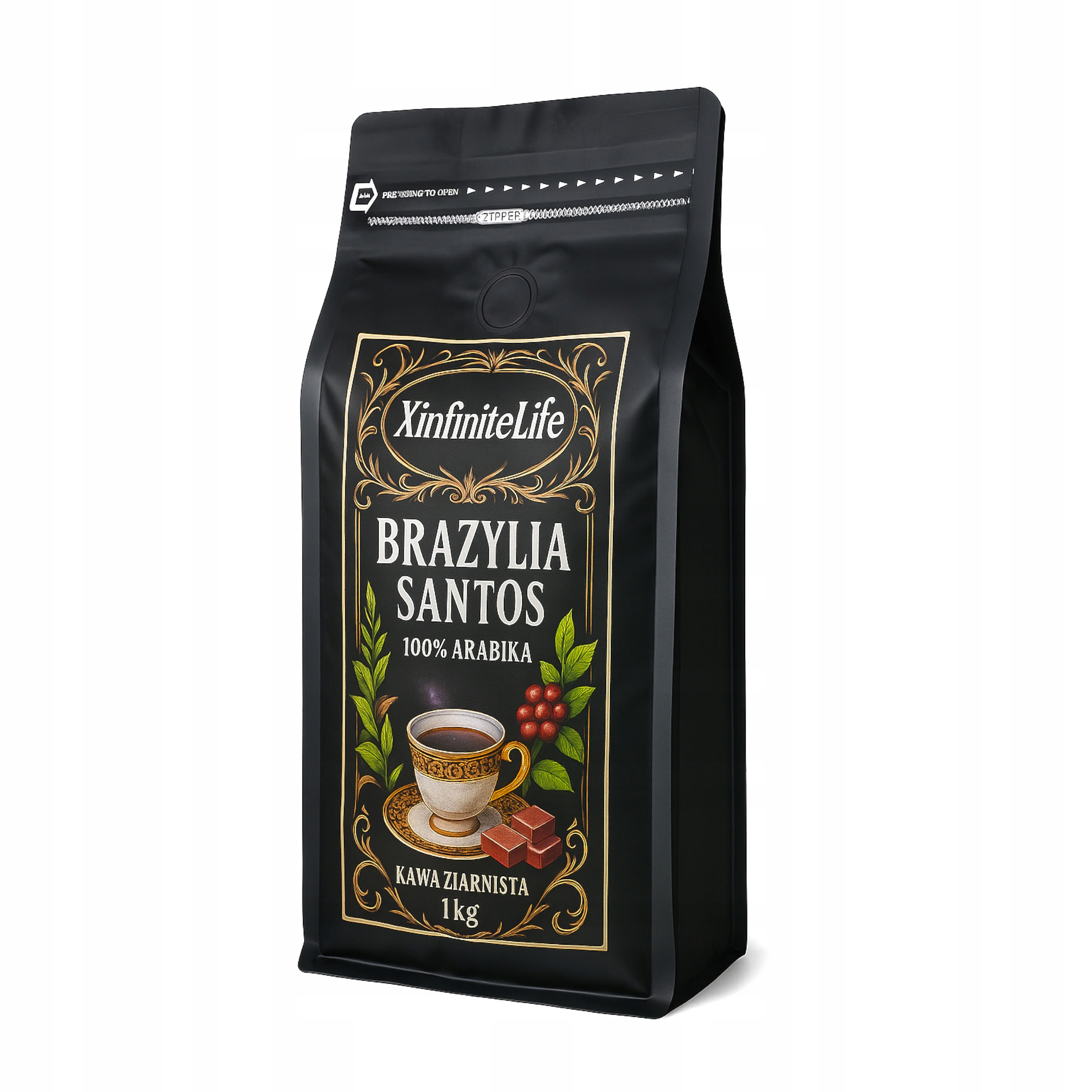 Levně Káva Zrnková XinfiniteLife Brazílie Santos 1000 g