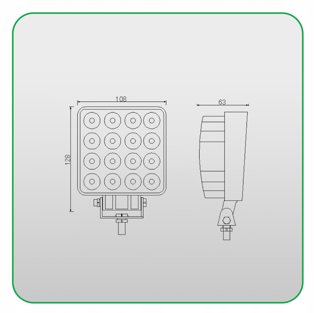 LAMPA ROBOCZA 16x LED 43W 2100LM KWADRATOWA FLOOD na śruby Producent części Inny