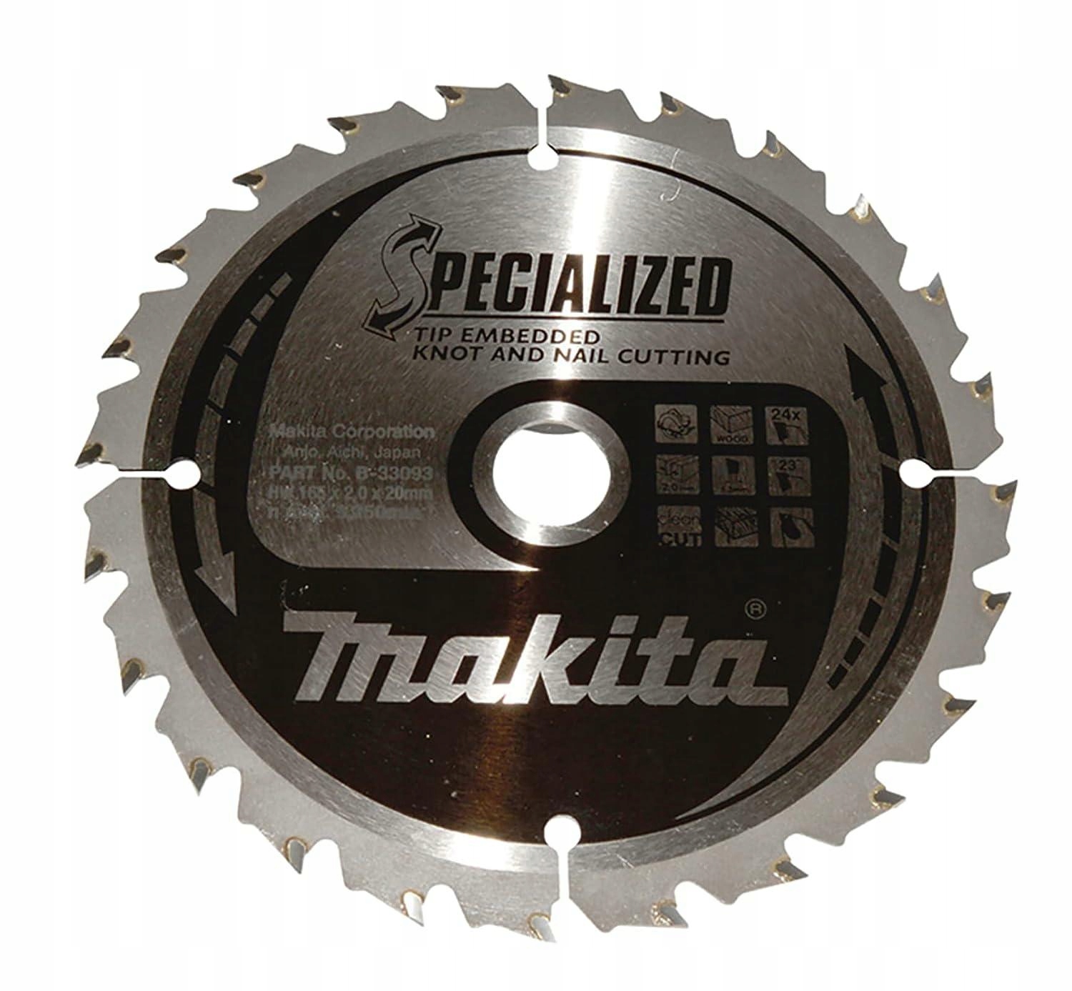 Makita Kotoučová Pila 165x20x24z Specializované Dřevo (s Hřebíky A Sukami)