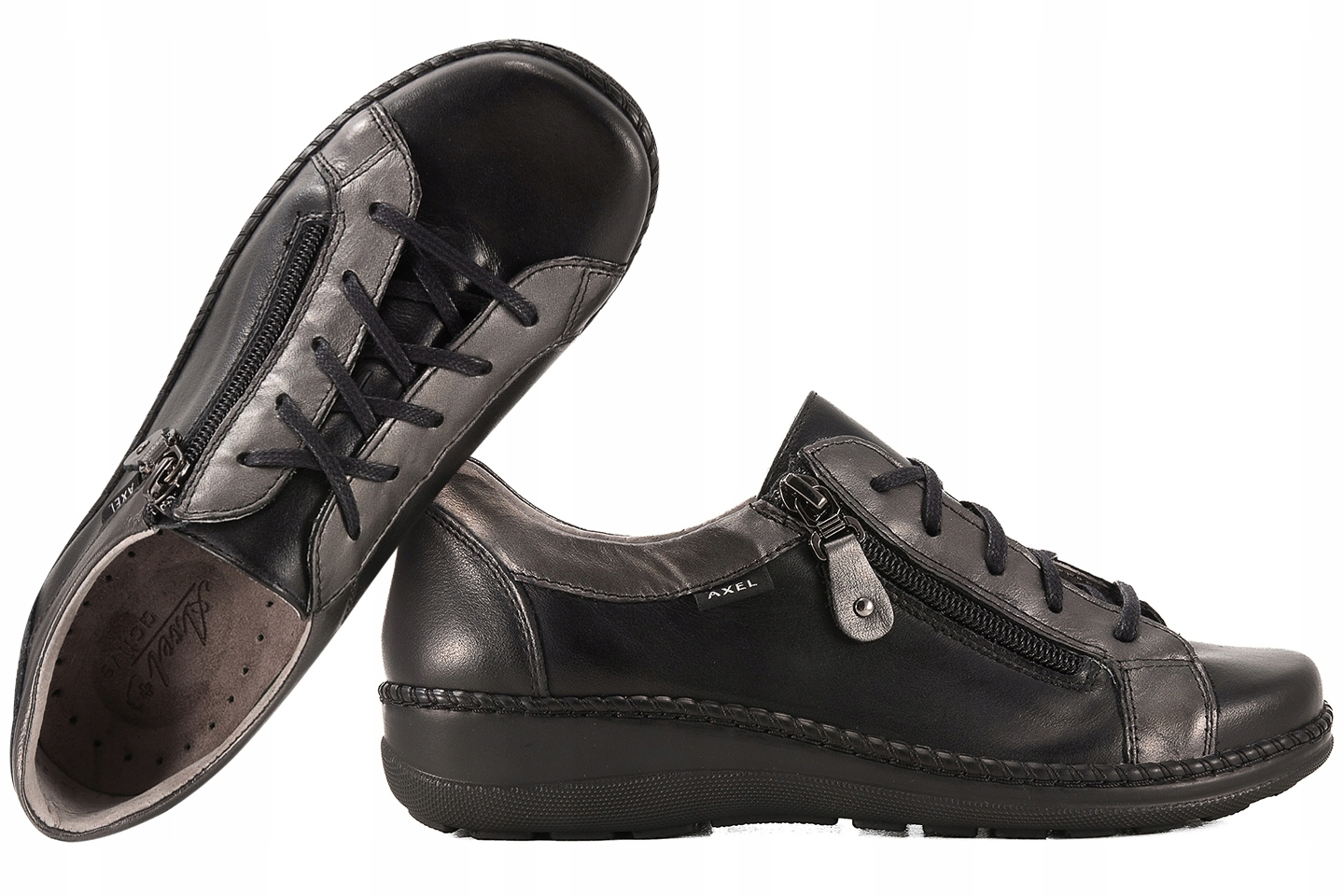 Axel 1814 Dámské Kožené Polobotky Comfort Tuhost H černé Černá 38