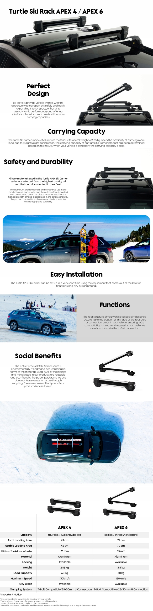 TURTLE SKI RACK APEX-6 Silver Zabezpieczenie antykradzieżowe tak