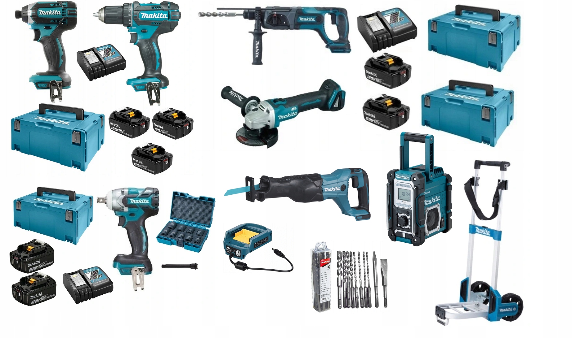 MAKITA комбинированный набор 7 электроинструментов 7хаккумулятор