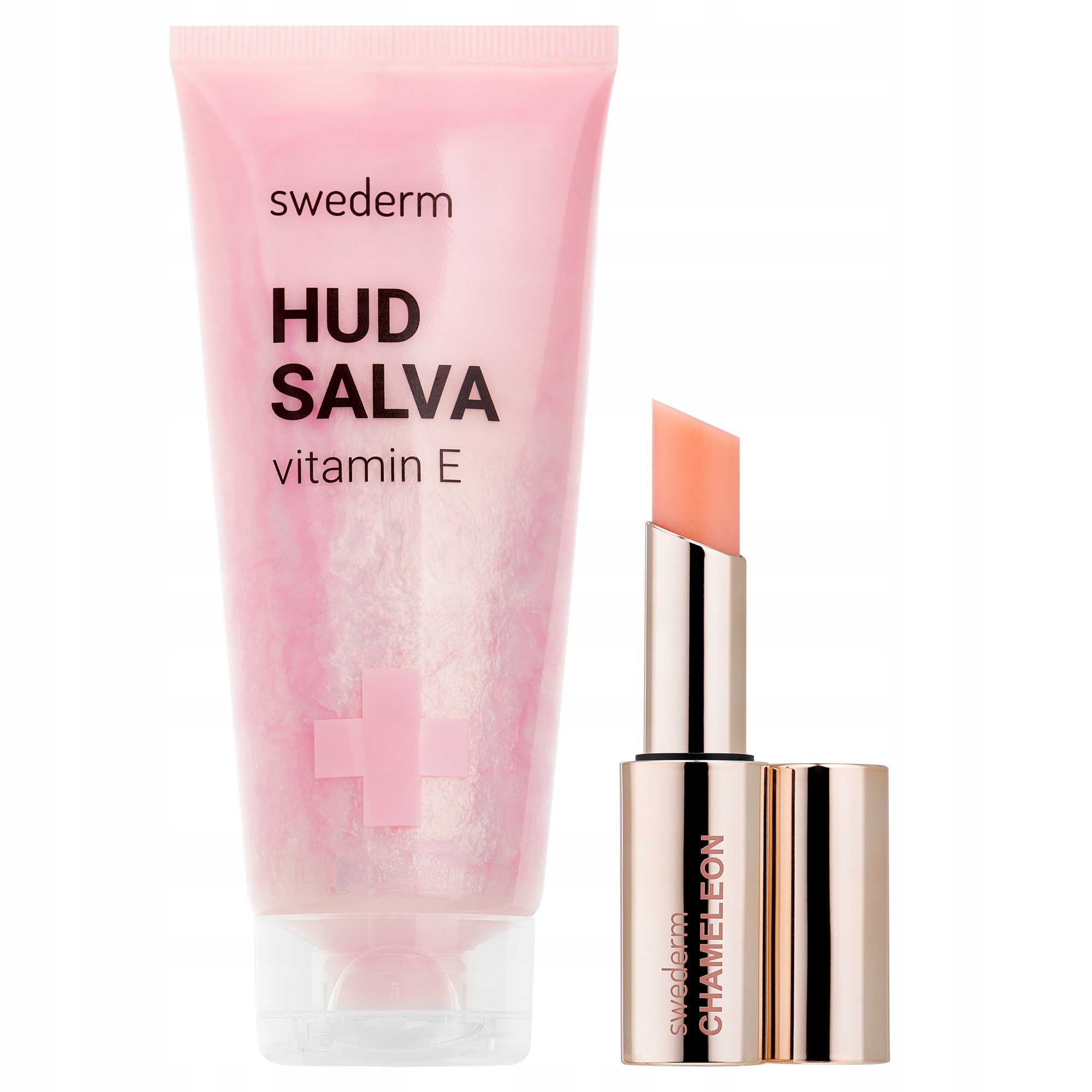 Zestaw Swederm maść Hudsalva Vitamin E Chameleon balsam do ust