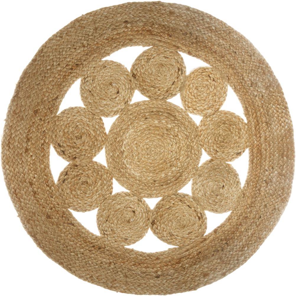 

Dywan okrągły 80 cm ozdobny do salonu jutowy Boho