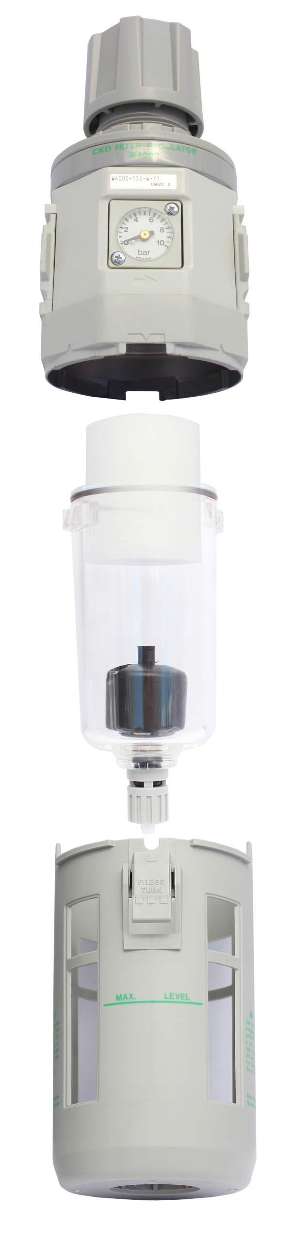 Filtr Powietrza z Reduktorem CKD W4000-15G-F1 1/2" 5um Automatyczny Spust Kod producenta W4000-15GF1