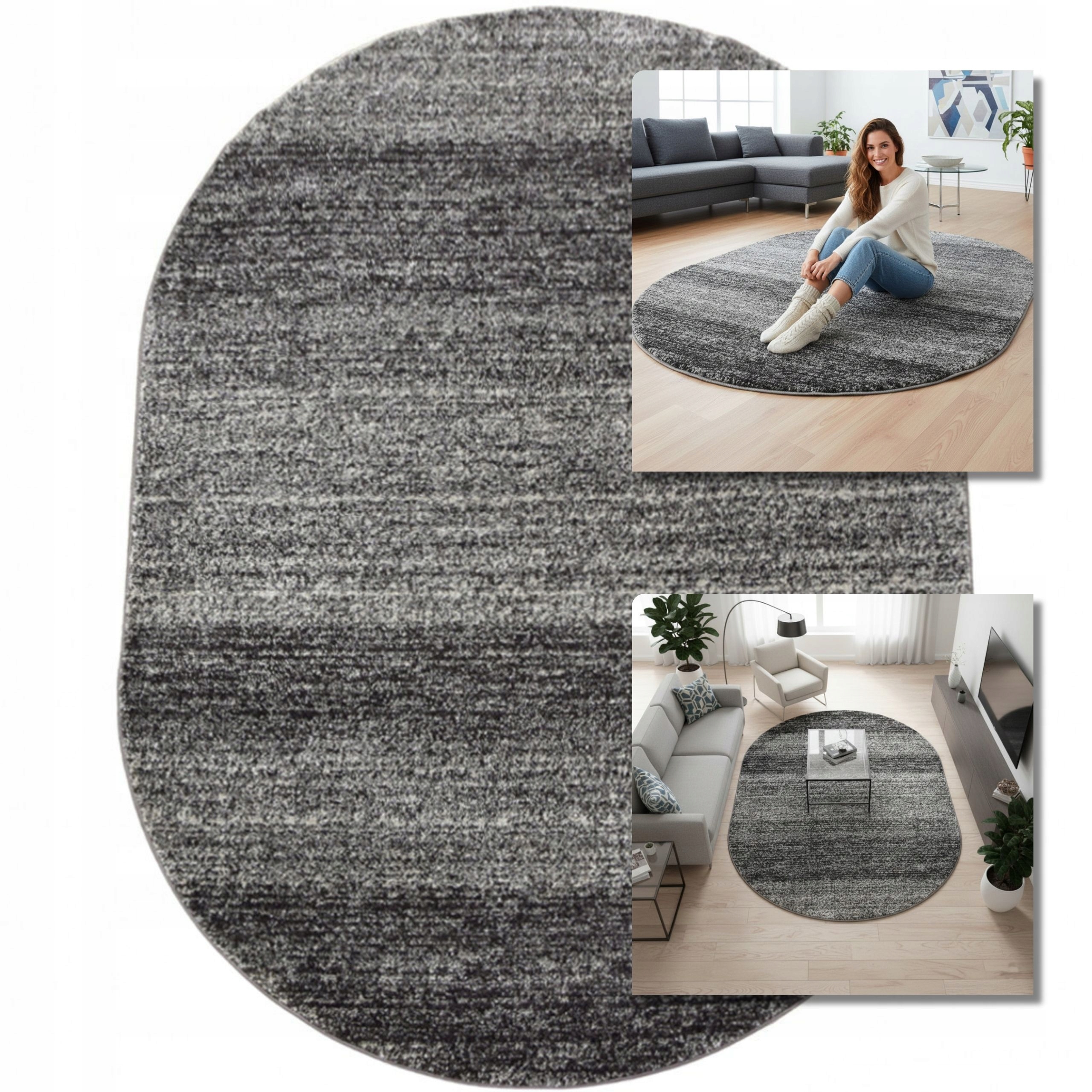 Koberec Oválný Moderní Módní Grafitový Koberec Do Obývacího Pokoje Adventure 80x150