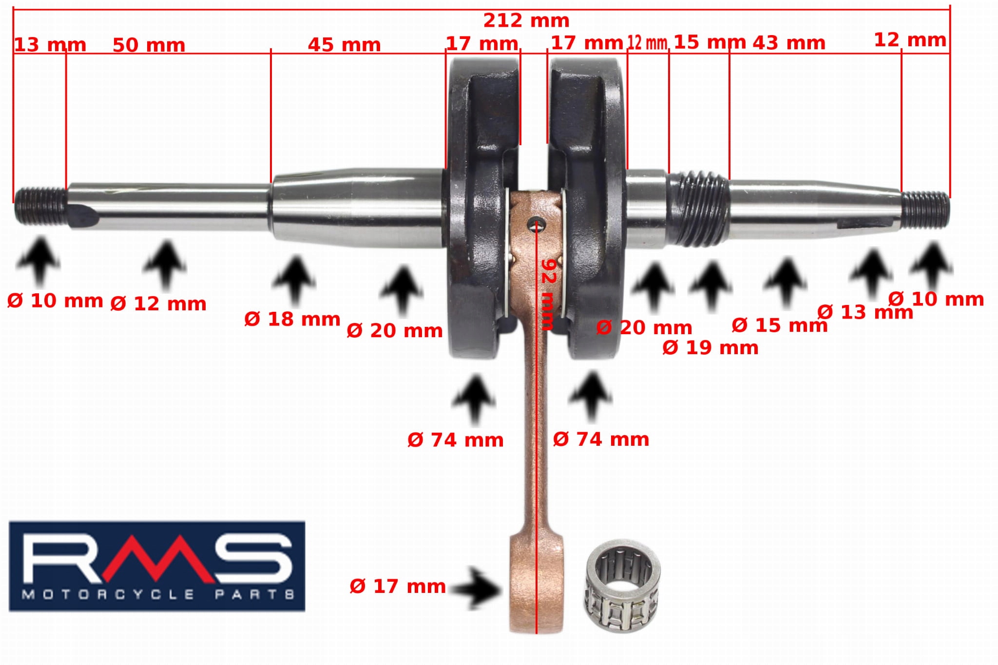 RMS100010120 - КОЛЕНЧАТЫЙ ВАЛ HONDA 50CC SFX BALI