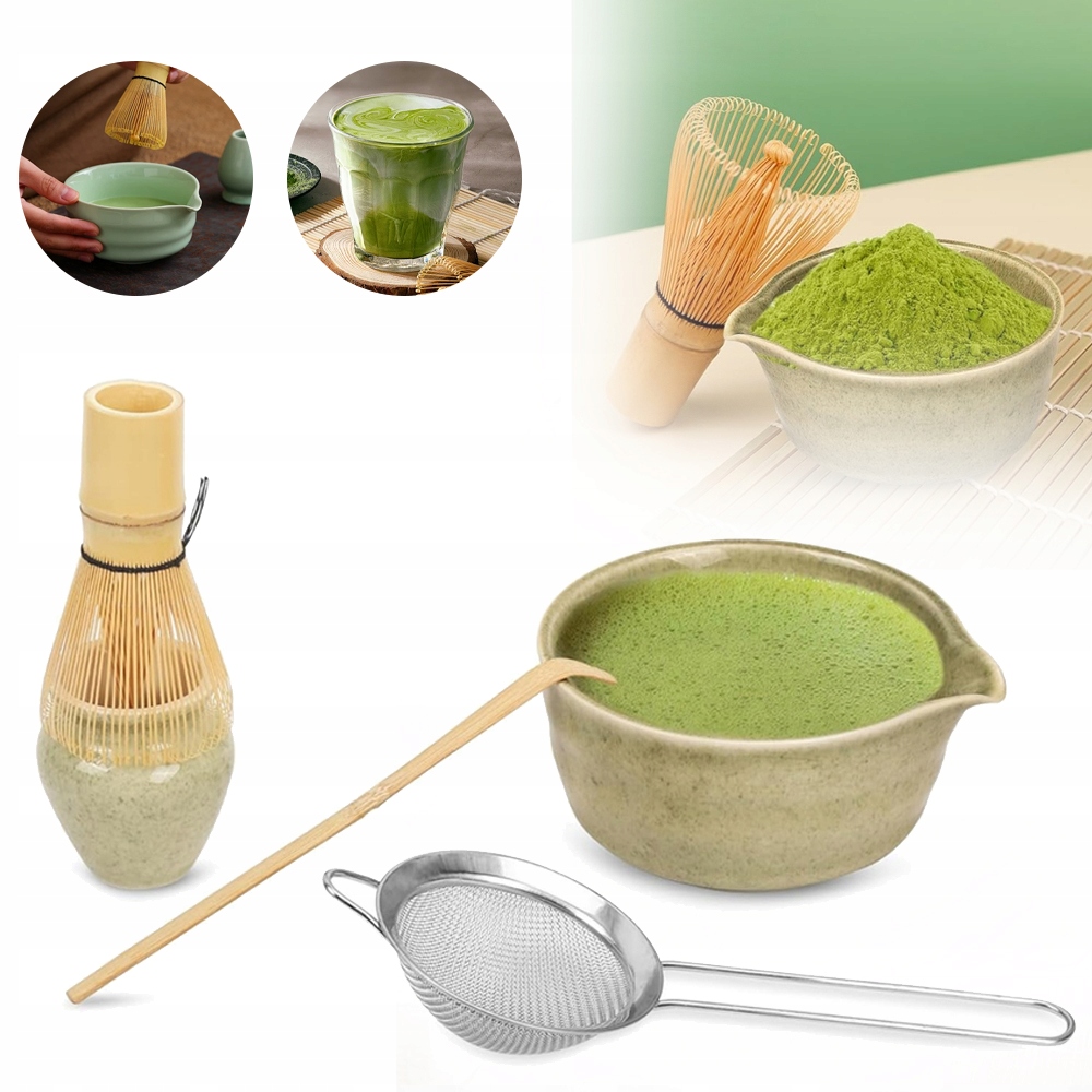 Zestaw Do Herbaty Matcha, Miska Do Matchy Z Dzióbkiem, Bambusowa Trzepaczka