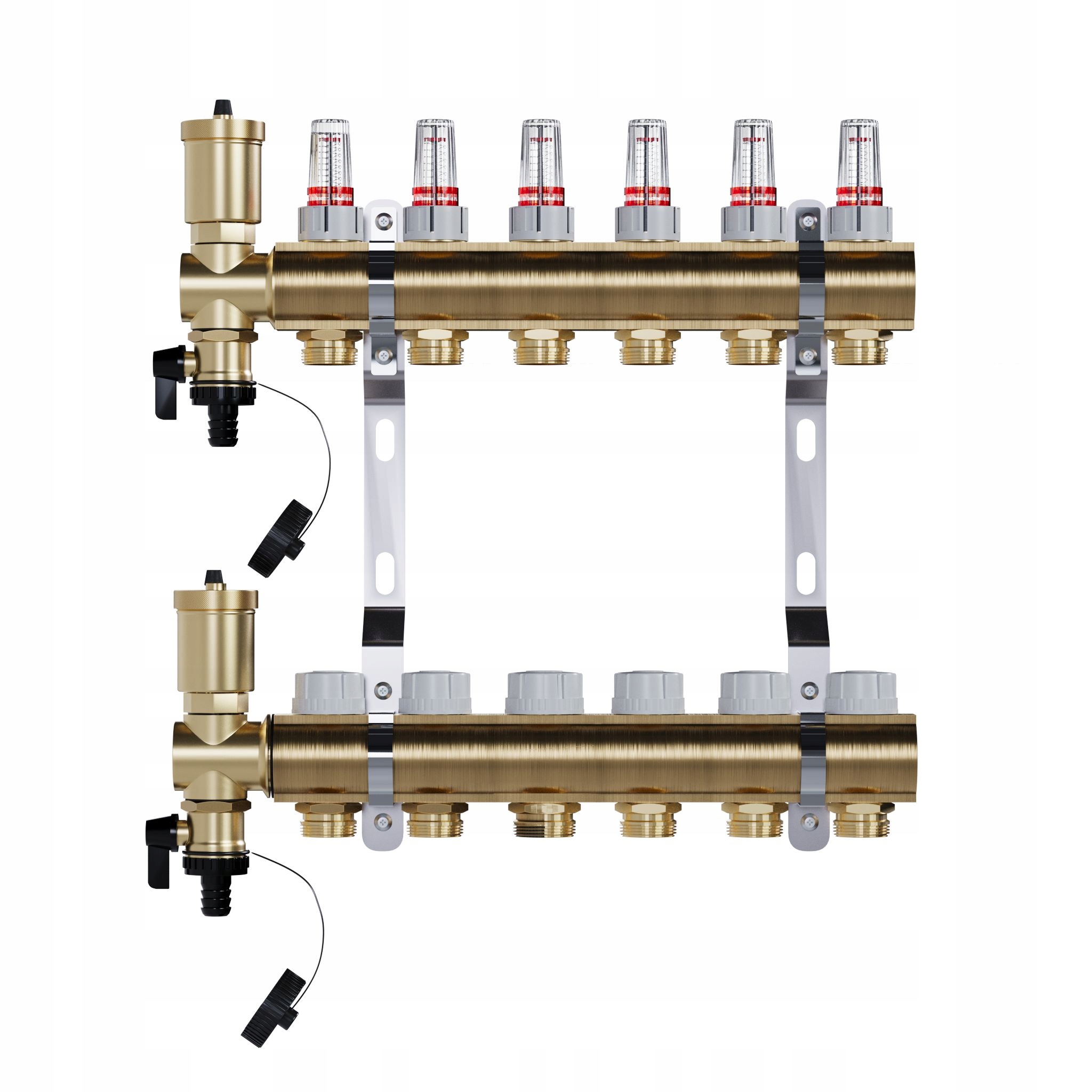 Rozdělovač pro podlahu 6 mosazných okruhů pro podlahové vytápění